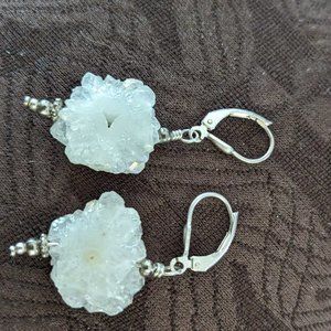 Vintage Sterling Silver White Solar Quartz earrings